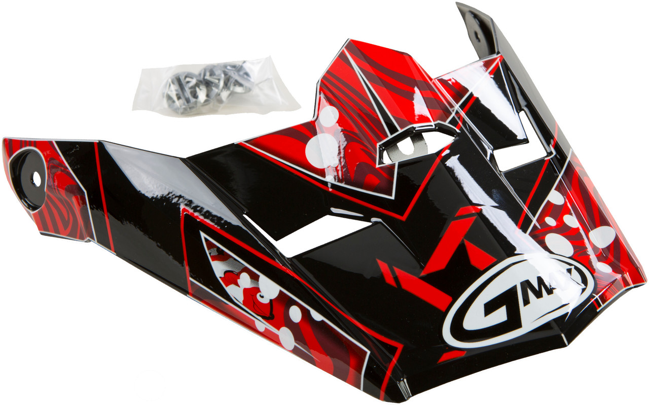 Gmax #G046857 - Visor W/Screws Hooper Mx-46y Black/RED Ys-yl