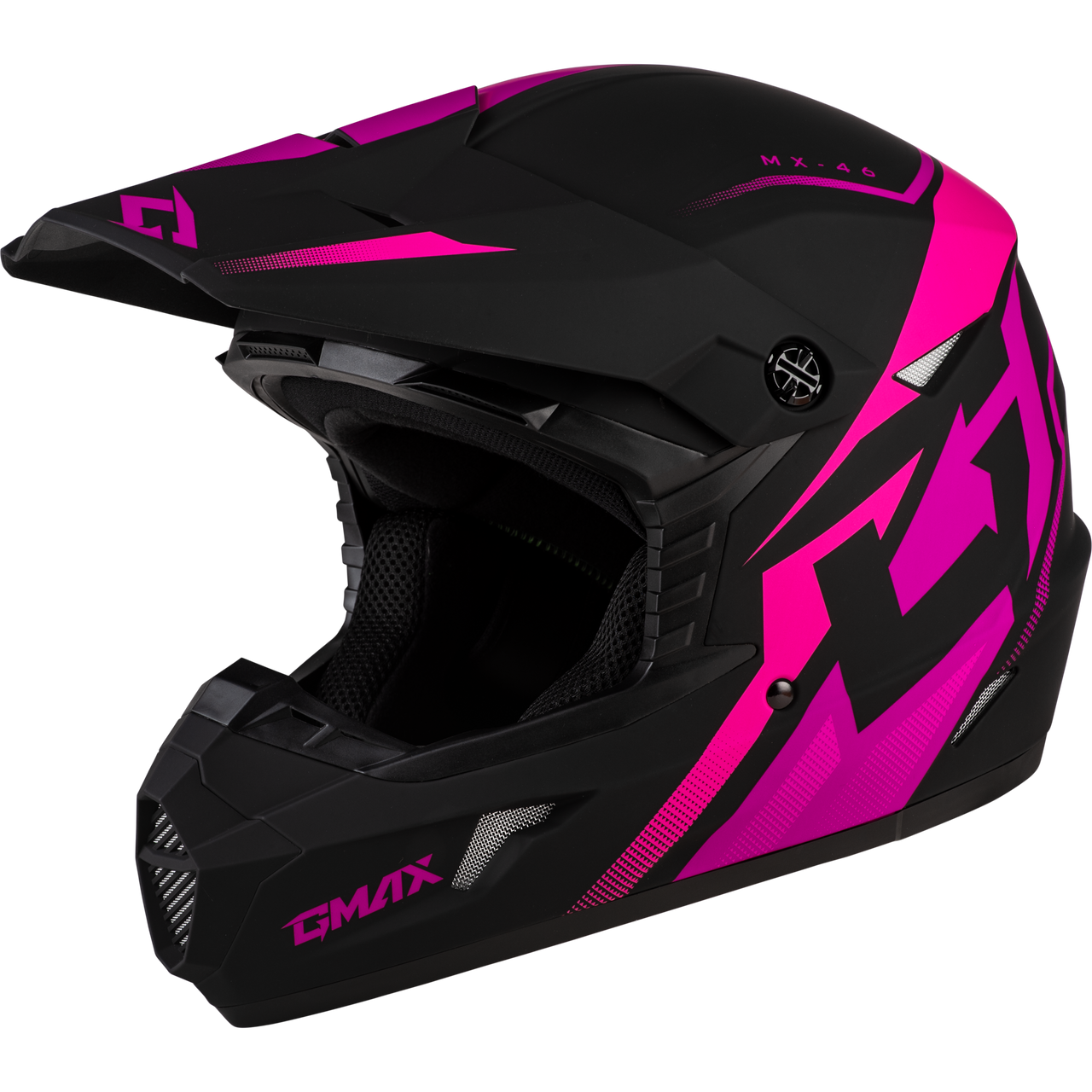 Gmax #D3464342 - Mx-46 Compound Helmet Matte Black/Pink YL