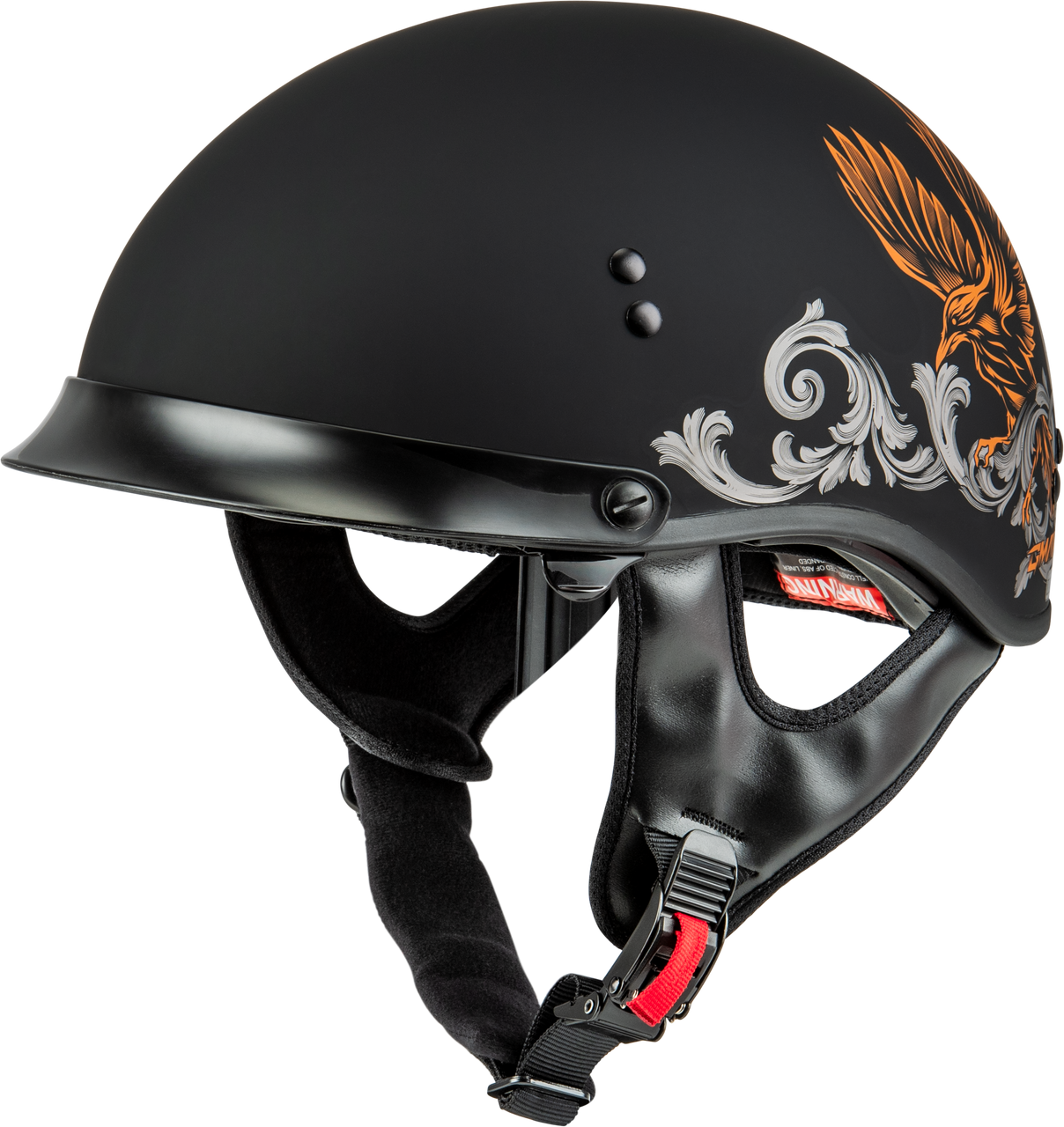 Gmax #H96510946 - Hh-65 Corvus Helmet W/Peak Matte Black/Silver/Orange LG