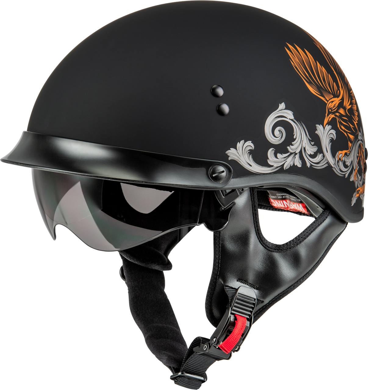 Gmax #H96510946 - Hh-65 Corvus Helmet W/Peak Matte Black/Silver/Orange LG