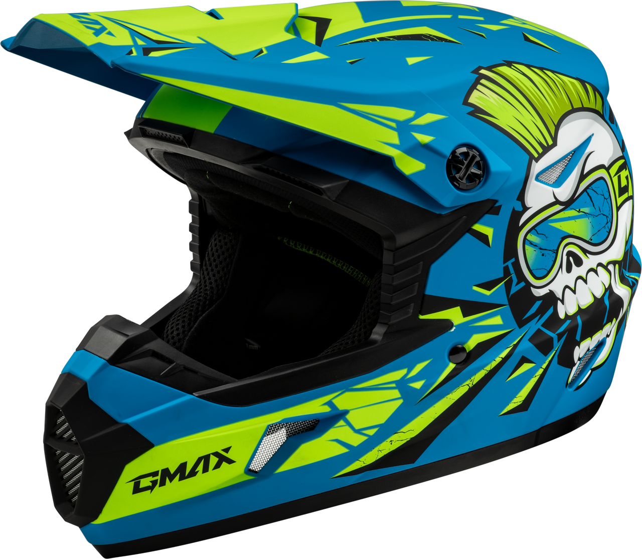 Gmax #D3465182 - Youth Mx-46y Unstable Helmet Matte Blue/Green YL