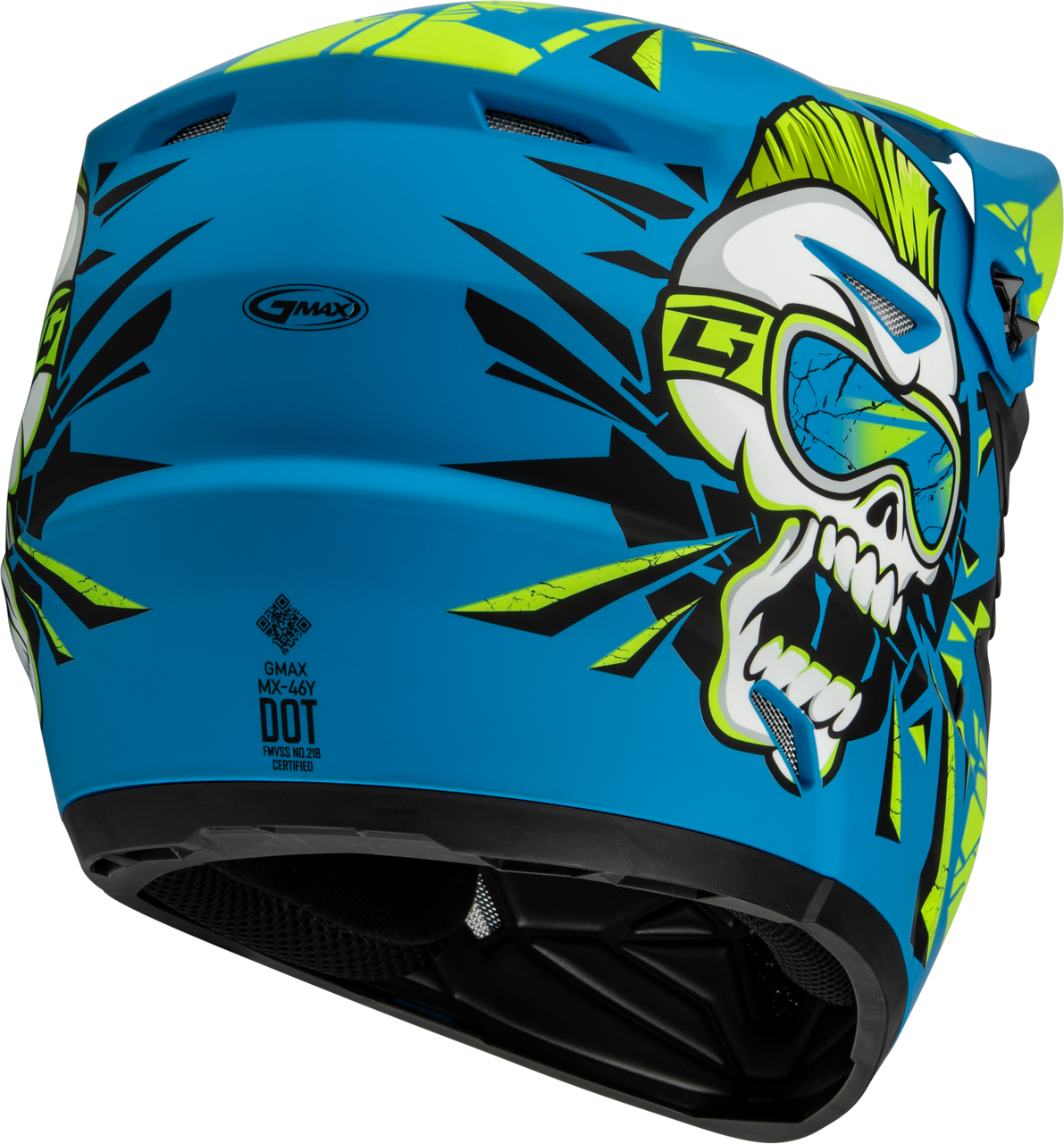 Gmax #D3465181 - Youth Mx-46y Unstable Helmet Matte Blue/Green YM