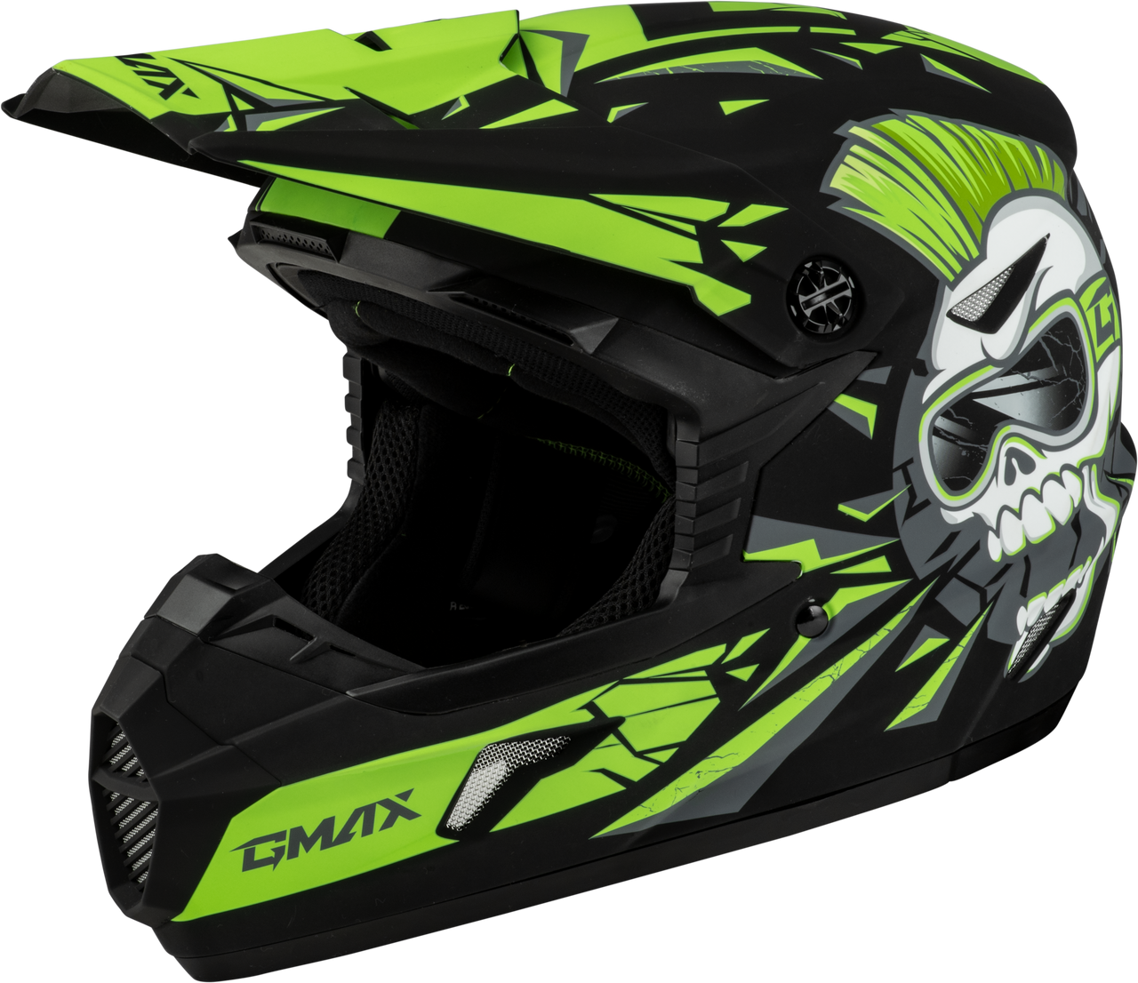 Gmax #D3465222 - Youth Mx-46y Unstable Helmet Matte Black/Green YL