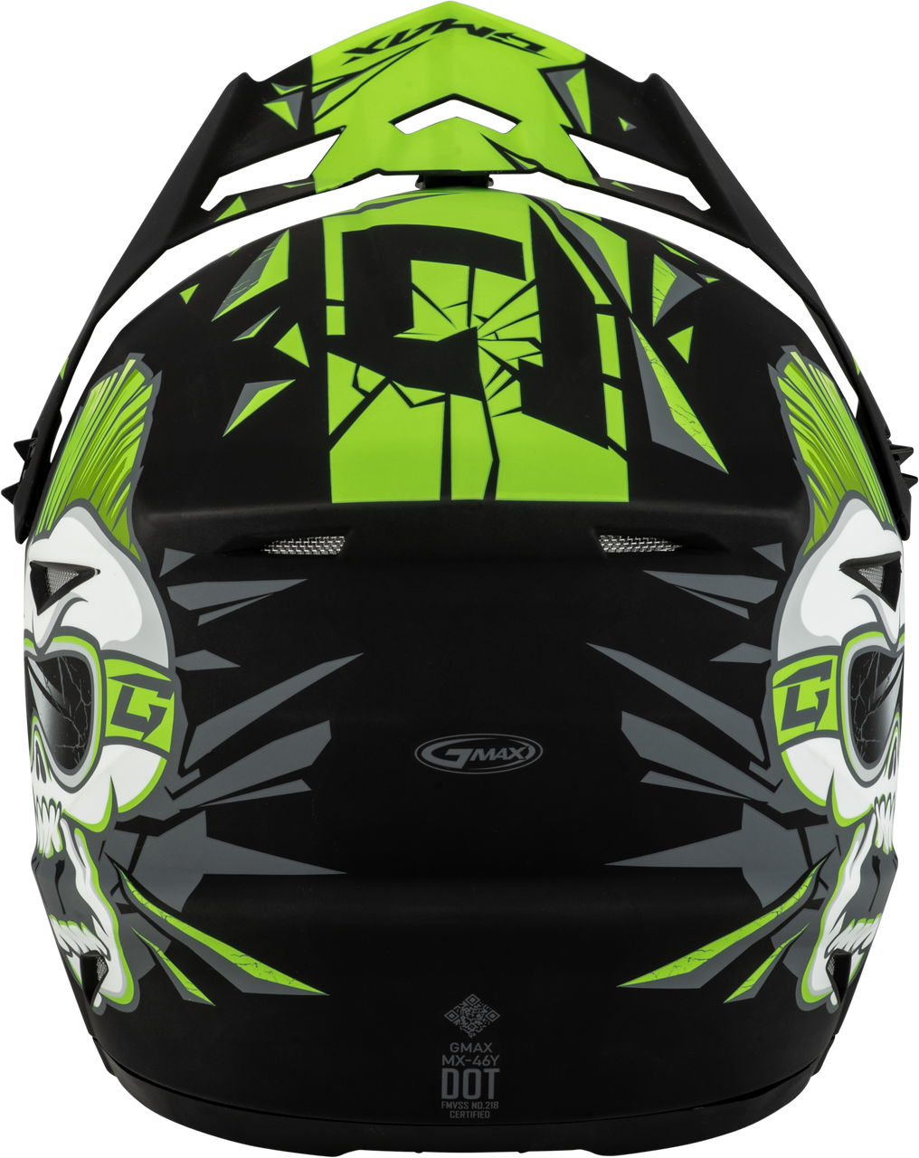 Gmax #D3465221 - Youth Mx-46y Unstable Helmet Matte Black/Green YM