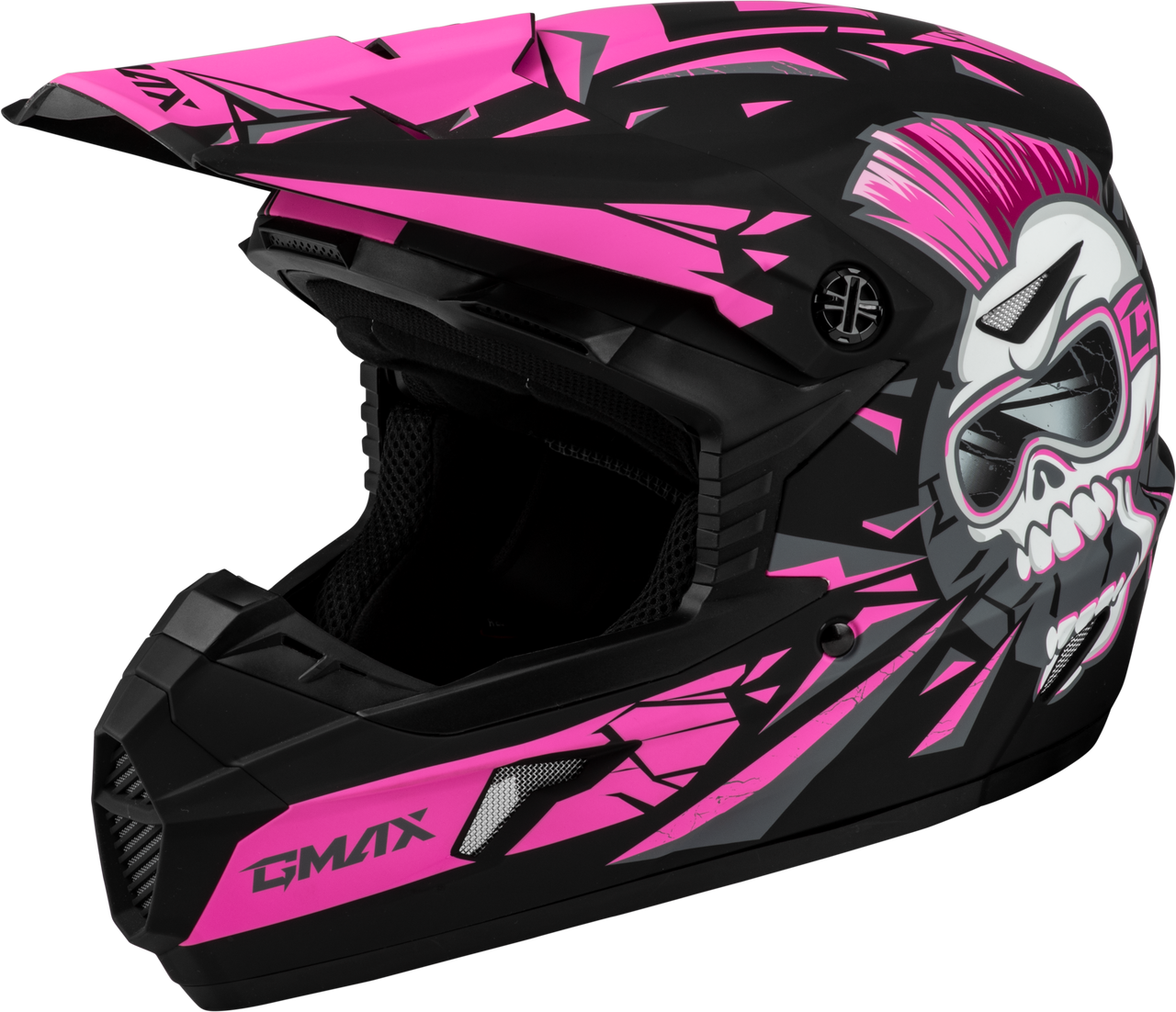 Gmax #D3466171 - Youth Mx-46y Unstable Helmet Matte Black/Pink YM
