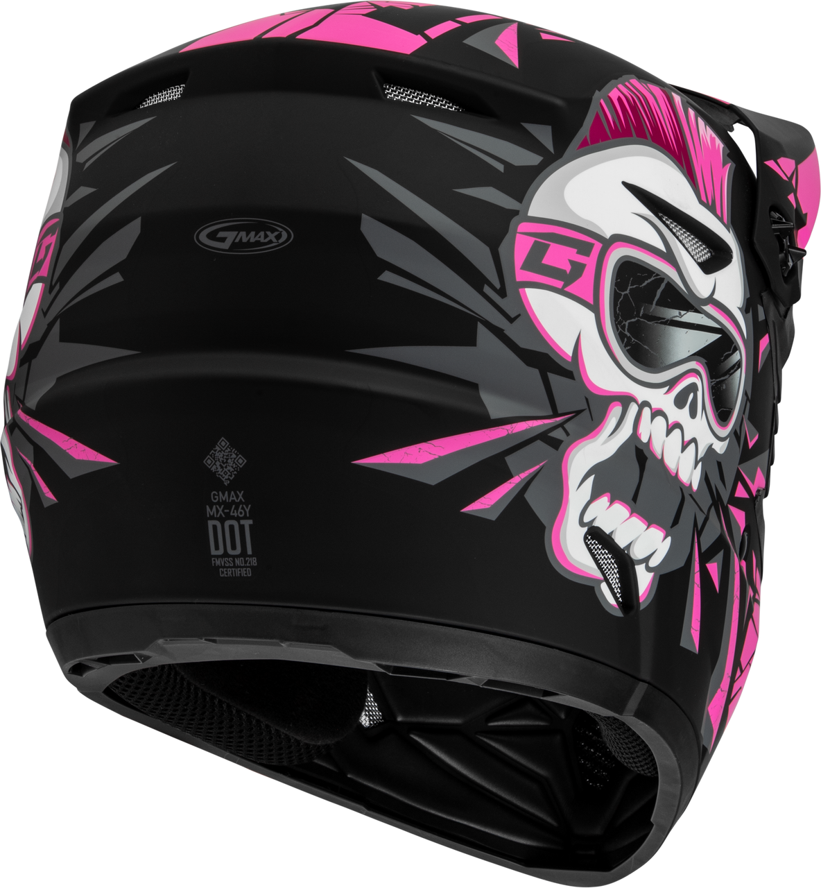 Gmax #D3466171 - Youth Mx-46y Unstable Helmet Matte Black/Pink YM