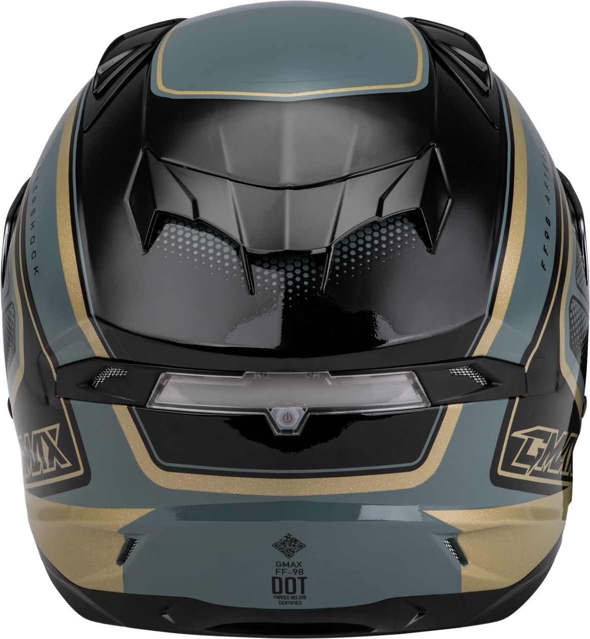 Gmax #F19841028-DOT - Ff-98 Aftershock Helmet Grey/Metallic Gold 2X