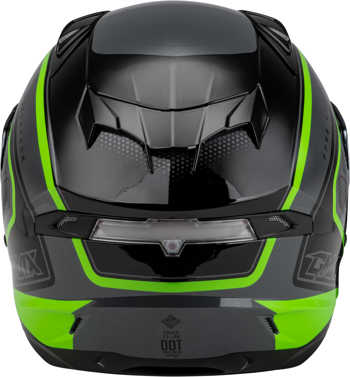 Gmax #F1984764-DOT - Ff-98 Aftershock Helmet Grey/Neon Green SM
