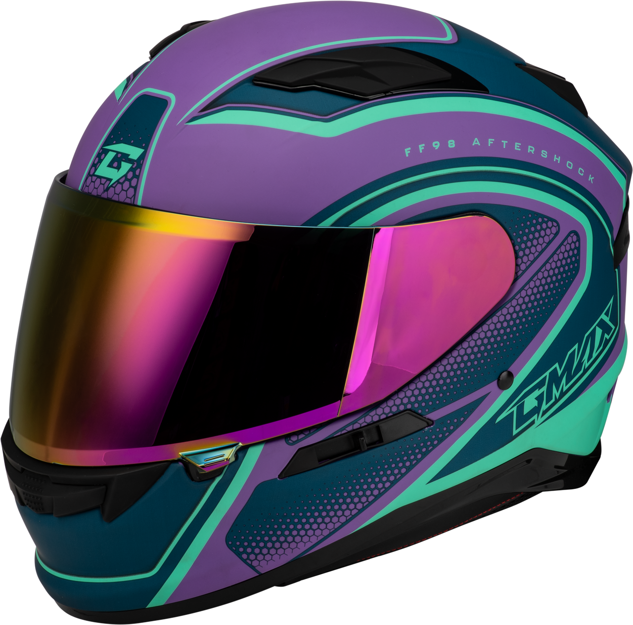 Gmax #F19841016-DOT - Ff-98 Aftershock Helmet Matte Purple/Blue LG