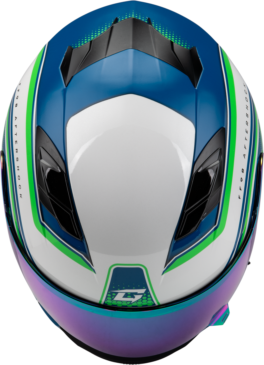 Gmax #F1984798-DOT - Ff-98 Aftershock Helmet White/Neon Green 2X