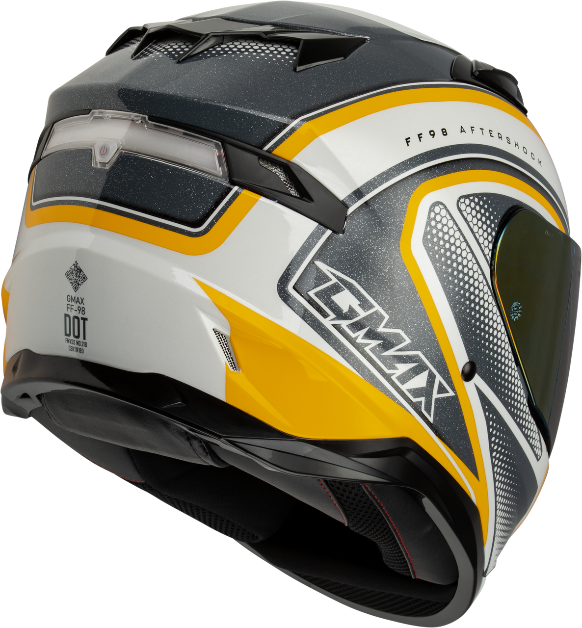 Gmax #F19841035-DOT - Ff-98 Aftershock Helmet White/Metallic Silver MD