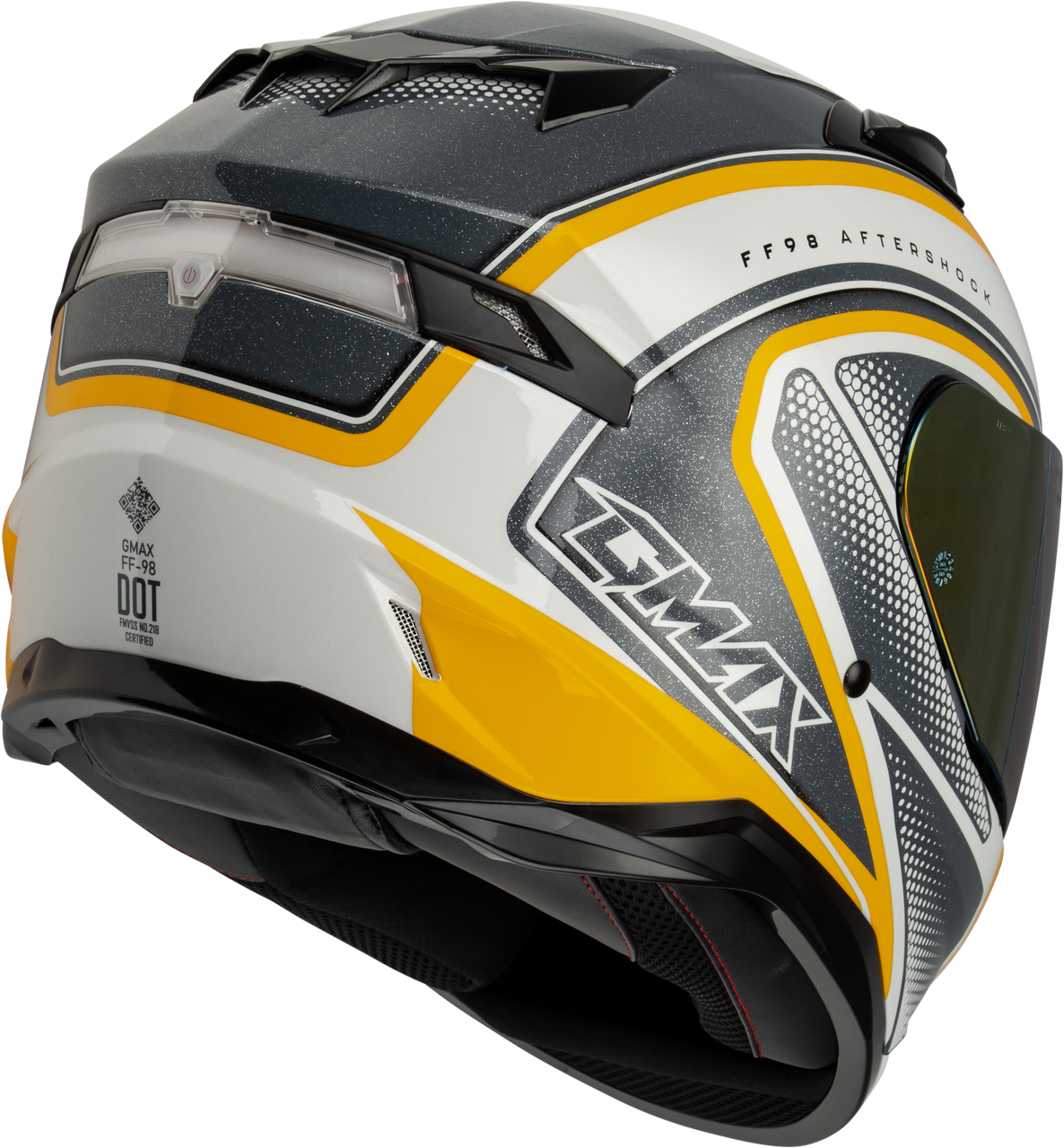 Gmax #F19841037-DOT - Ff-98 Aftershock Helmet White/Metallic Silver XL