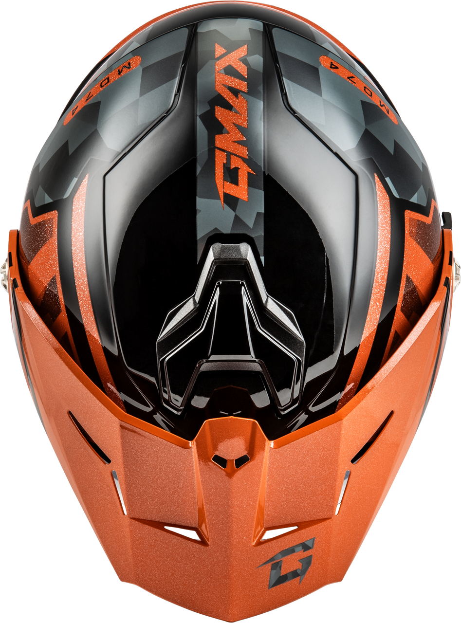 Gmax #M17411255 - Md-74 Striker Modular Helmet W SMK Shield BLK/GRY/OR Mtlc MD