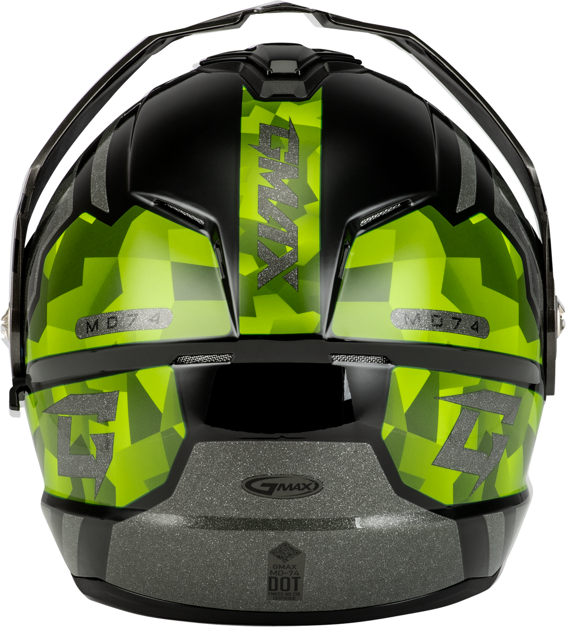 Gmax #M17411065 - Md-74 Striker Modular Helmet W GLD Shld BLK/Slvr/GRN Mtlc MD