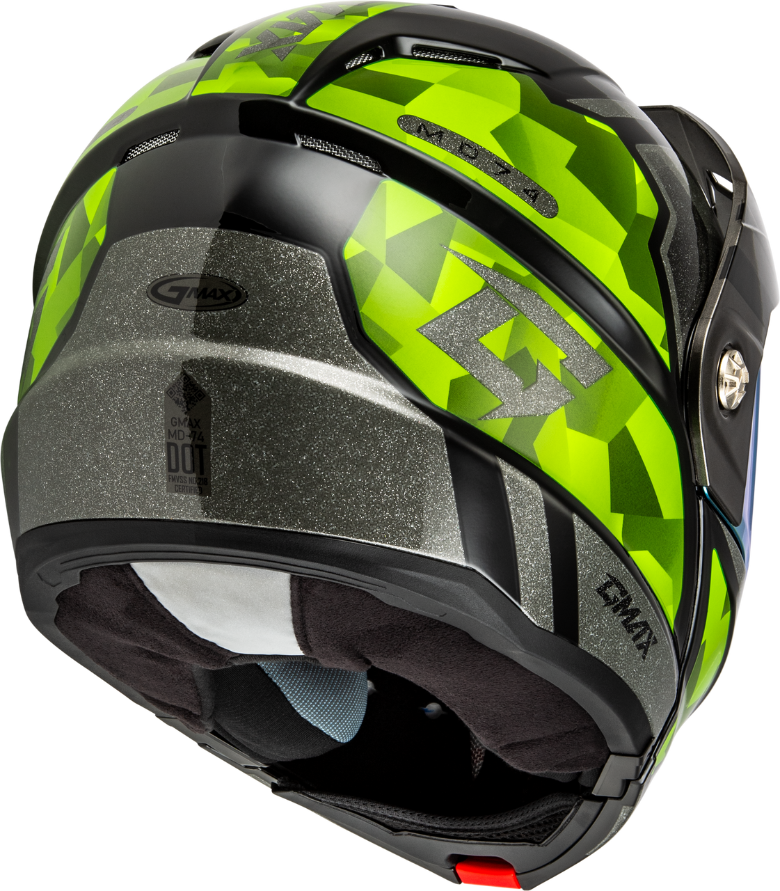 Gmax #M17411064 - Md-74 Striker Modular Helmet W GLD Shld BLK/Slvr/GRN Mtlc SM