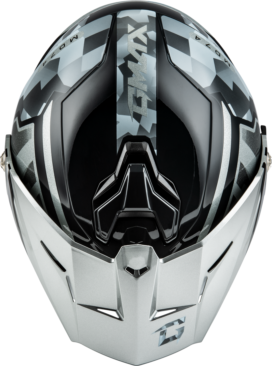 Gmax #M17411076 - Md-74 Striker Modular Helmet W Slvr Shield Slvr/BLU Mtlc LG