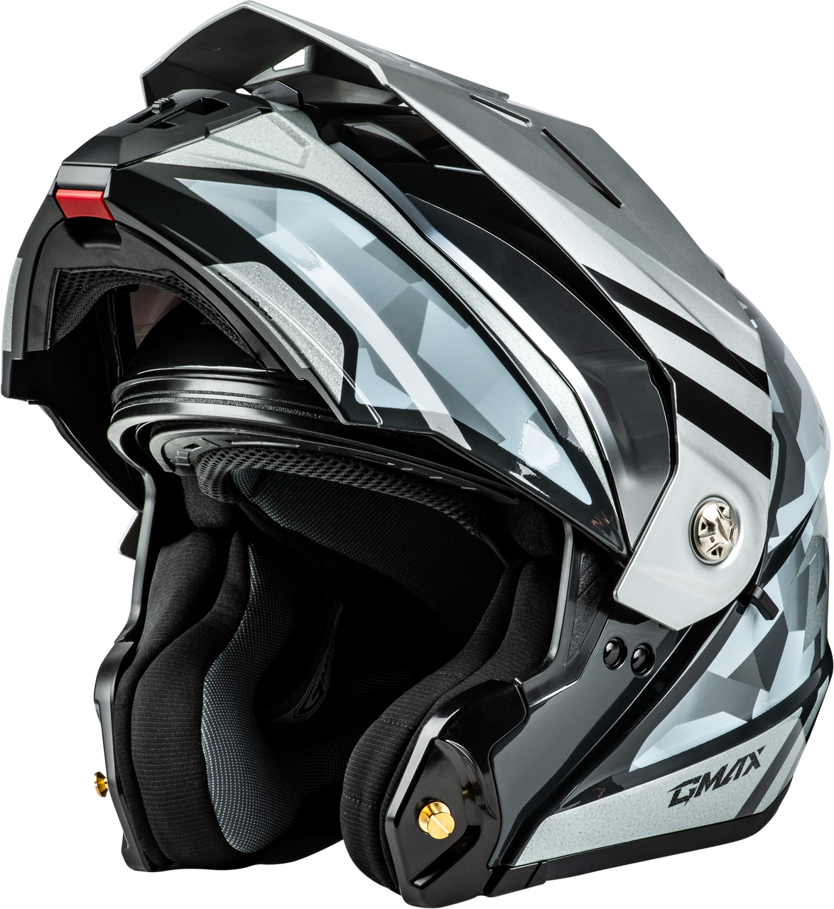 Gmax #M17411075 - Md-74 Striker Modular Helmet W Slvr Shield Slvr/BLU Mtlc MD