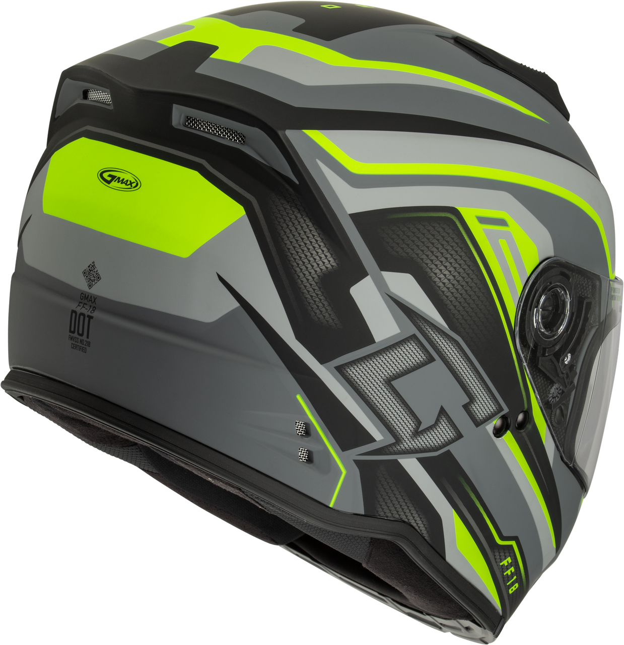 Gmax #F1181334 - Ff-18 Drift Helmet Matte Grey/Hi-viz SM