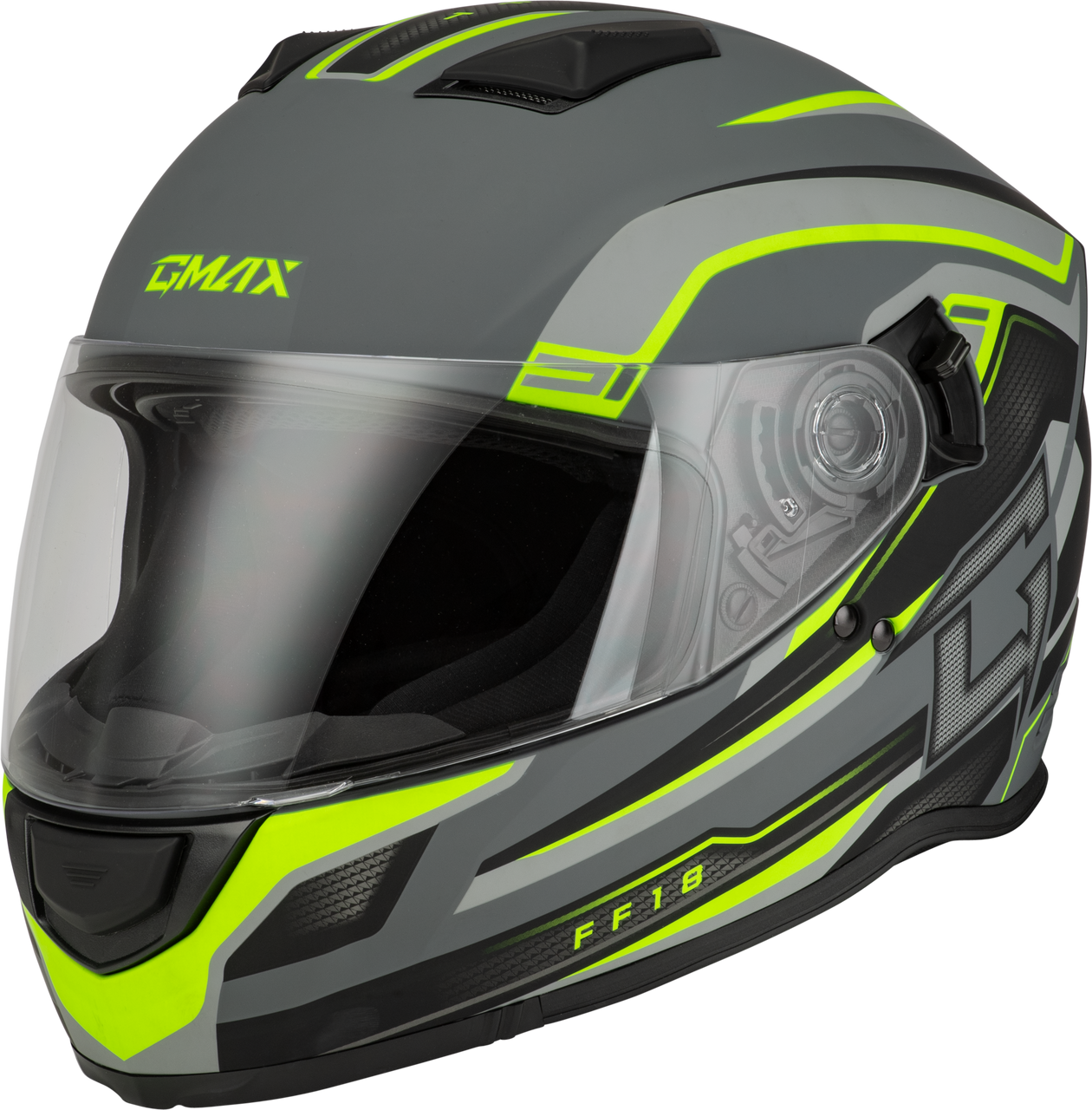 Gmax #F1181337 - Ff-18 Drift Helmet Matte Grey/Hi-viz XL