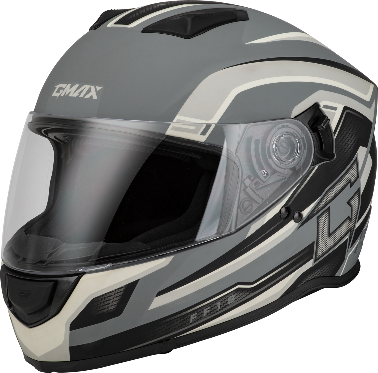 Gmax #F1181817 - Ff-18 Drift Helmet Matte Grey/Silver/Black XL