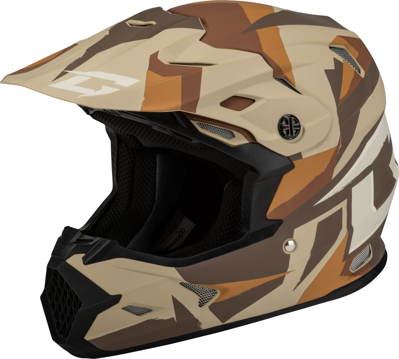 Gmax #D39611413 - Mx-96 Splinter Helmet Matte Brown/TAN/White XS