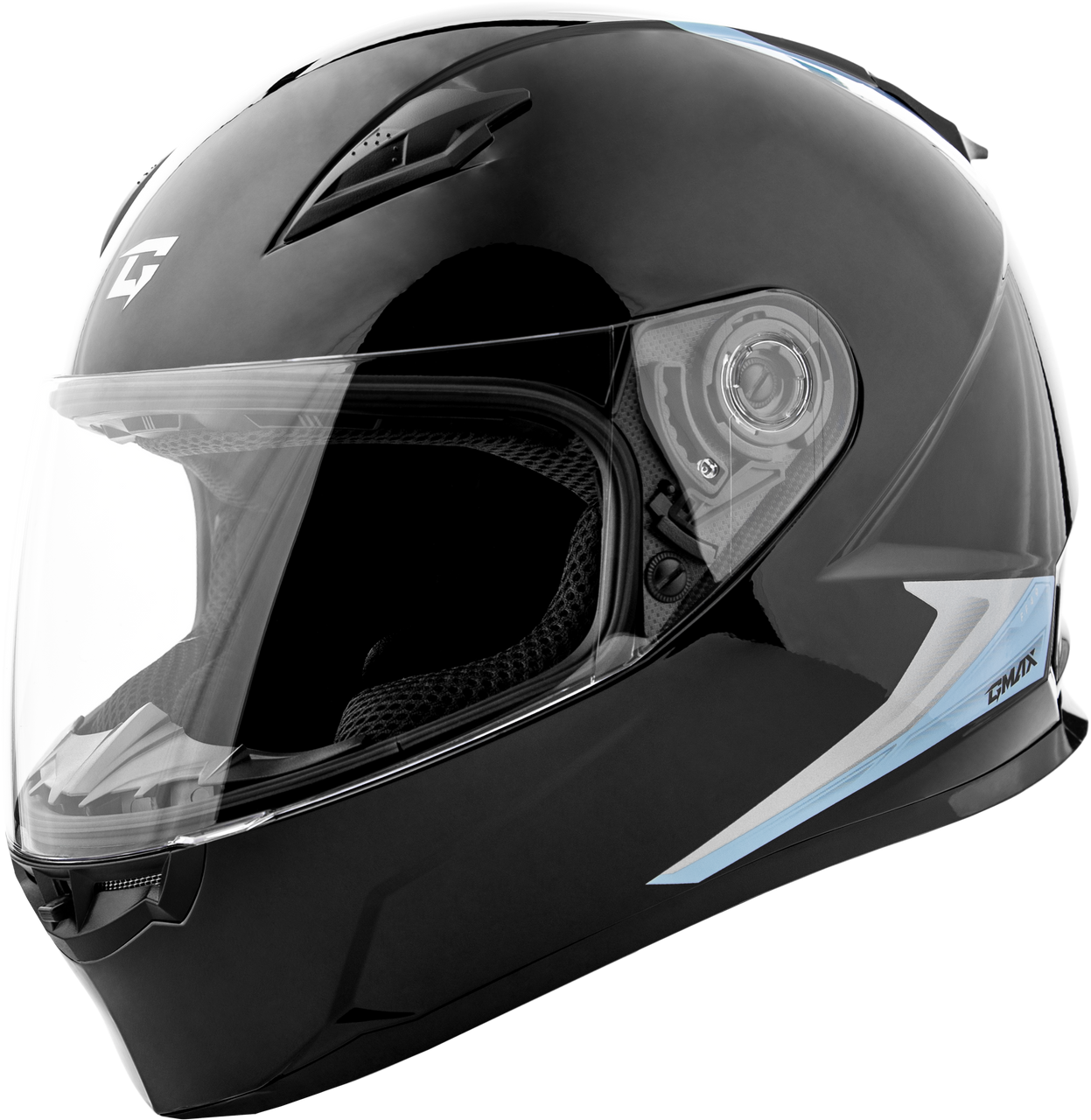 Gmax #F1498437 - Ff-49 Syth Helmet Black/Silver Blue XL