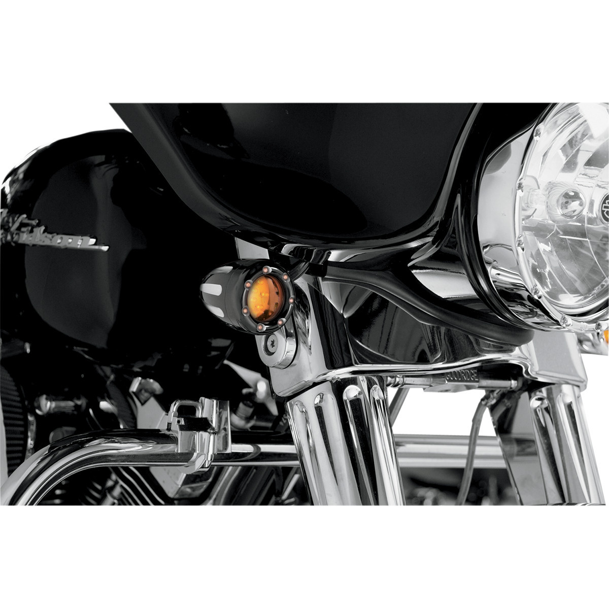 Arlen Ness #12-753 - Turn Signals - LED - Deep Cut - Black/Amber - Amber Ring