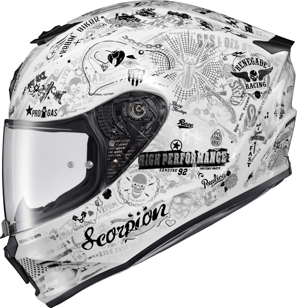 Scorpion EXO #33-2324 - Exo-r330 Full Face Helmet Shake 2 White MD