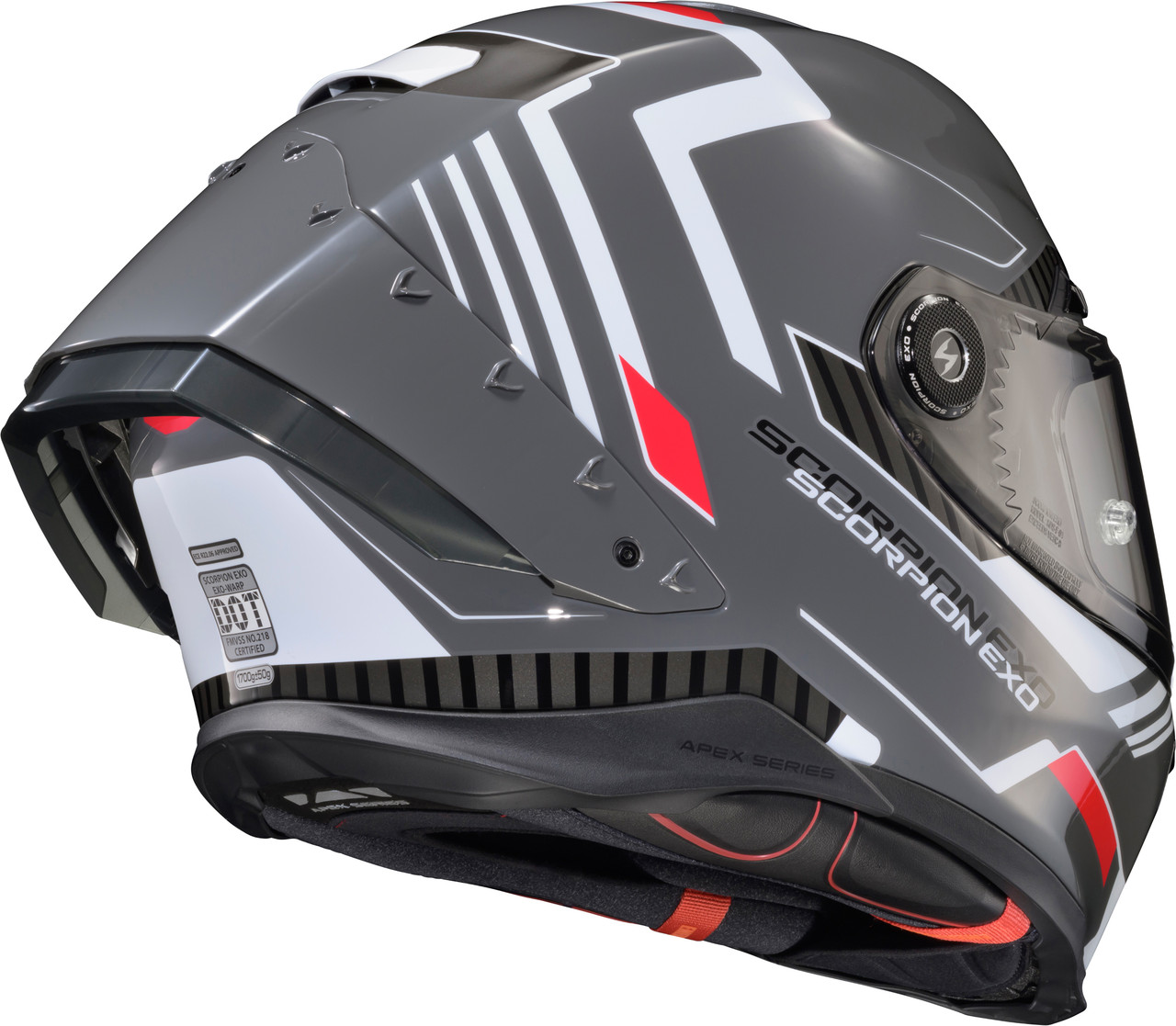 Scorpion EXO #WAR-3604 - Apex Exo-warp Full Face Helmet Atarax Grey/White MD