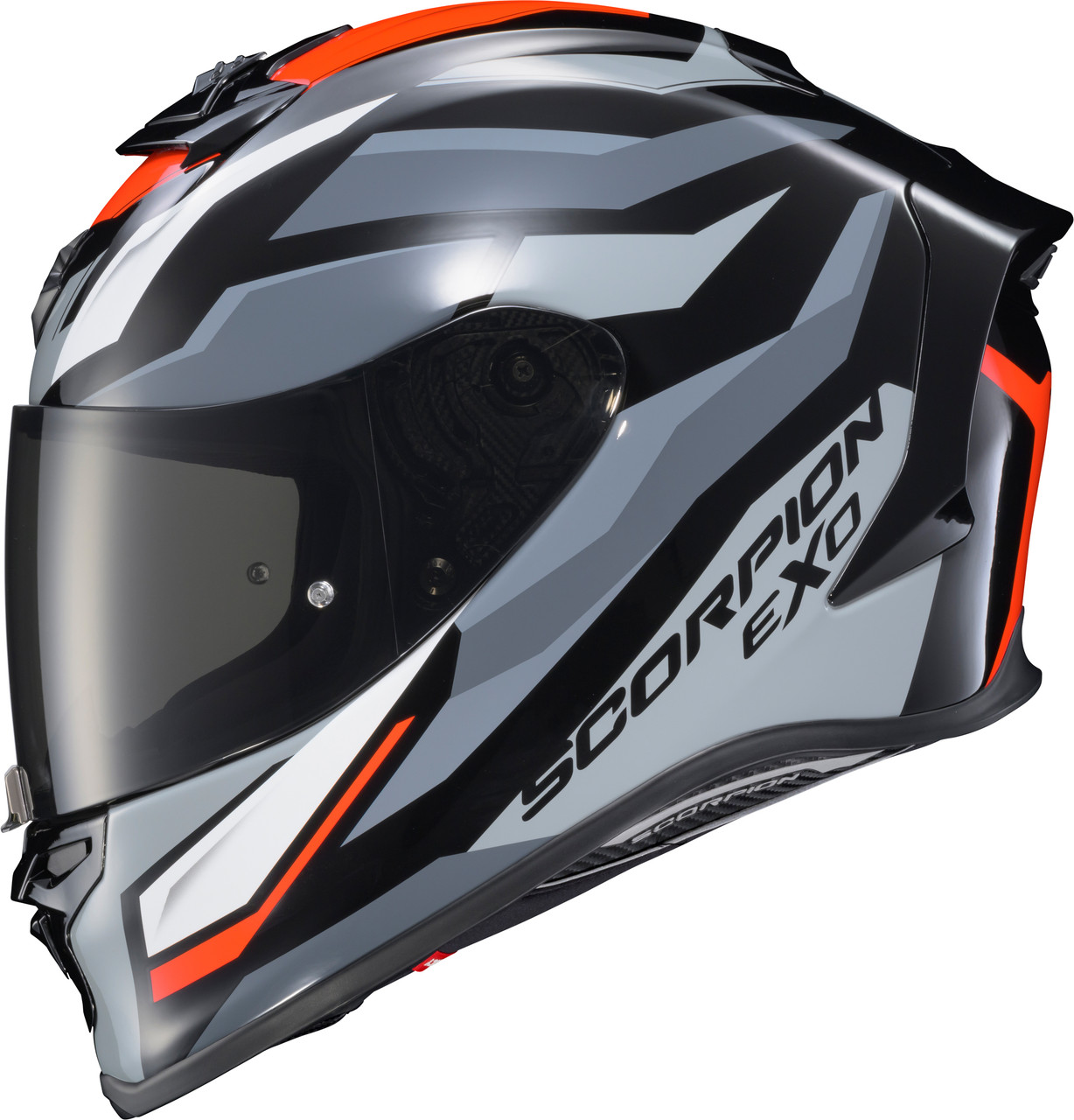 Scorpion EXO #R1-2403 - Exo-r1 AIR Full Face Helmet Raven Black/RED/Grey SM