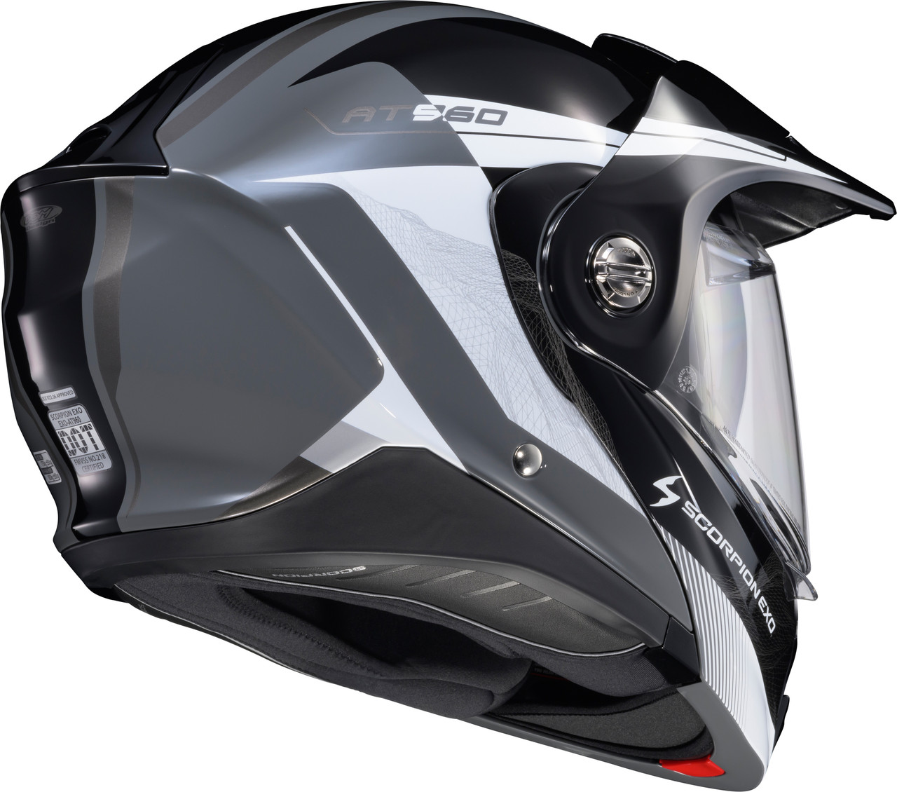Scorpion EXO #96-2033 - Exo-at960 Modular Helmet Topographic 2 BLK/WHT/Grey SM