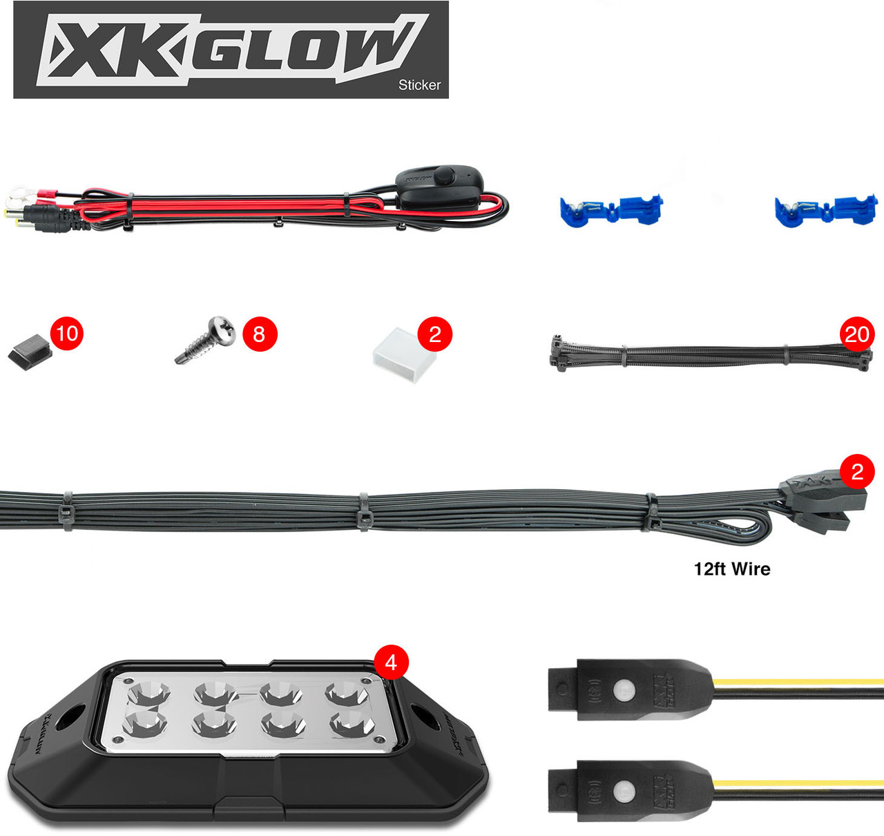 XK Glow #XK-ROCK-STA - 4PC RGB Rock Light