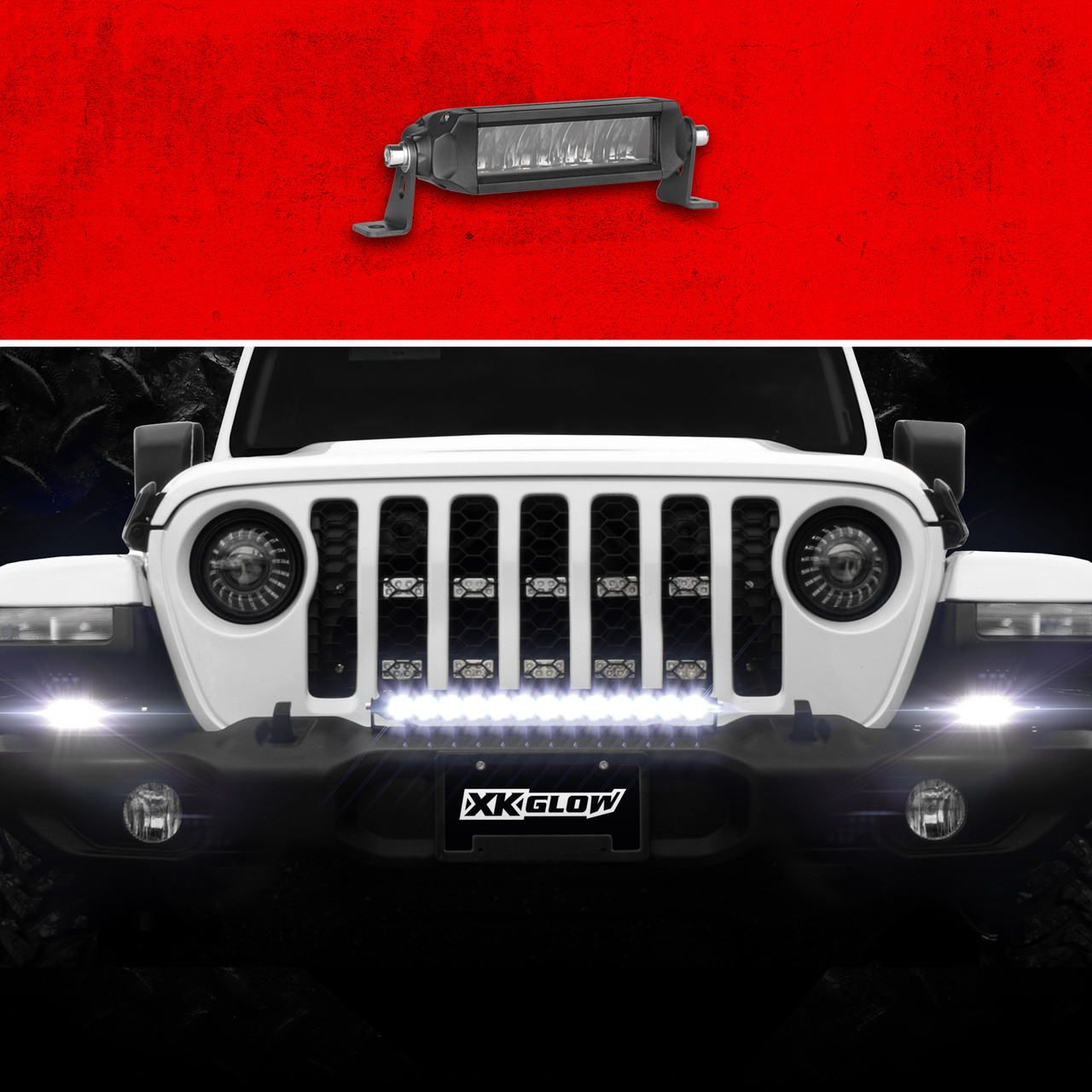 XK Glow #XK064006-D - 6" Razor Light BAR AUX High Beam Without Harness