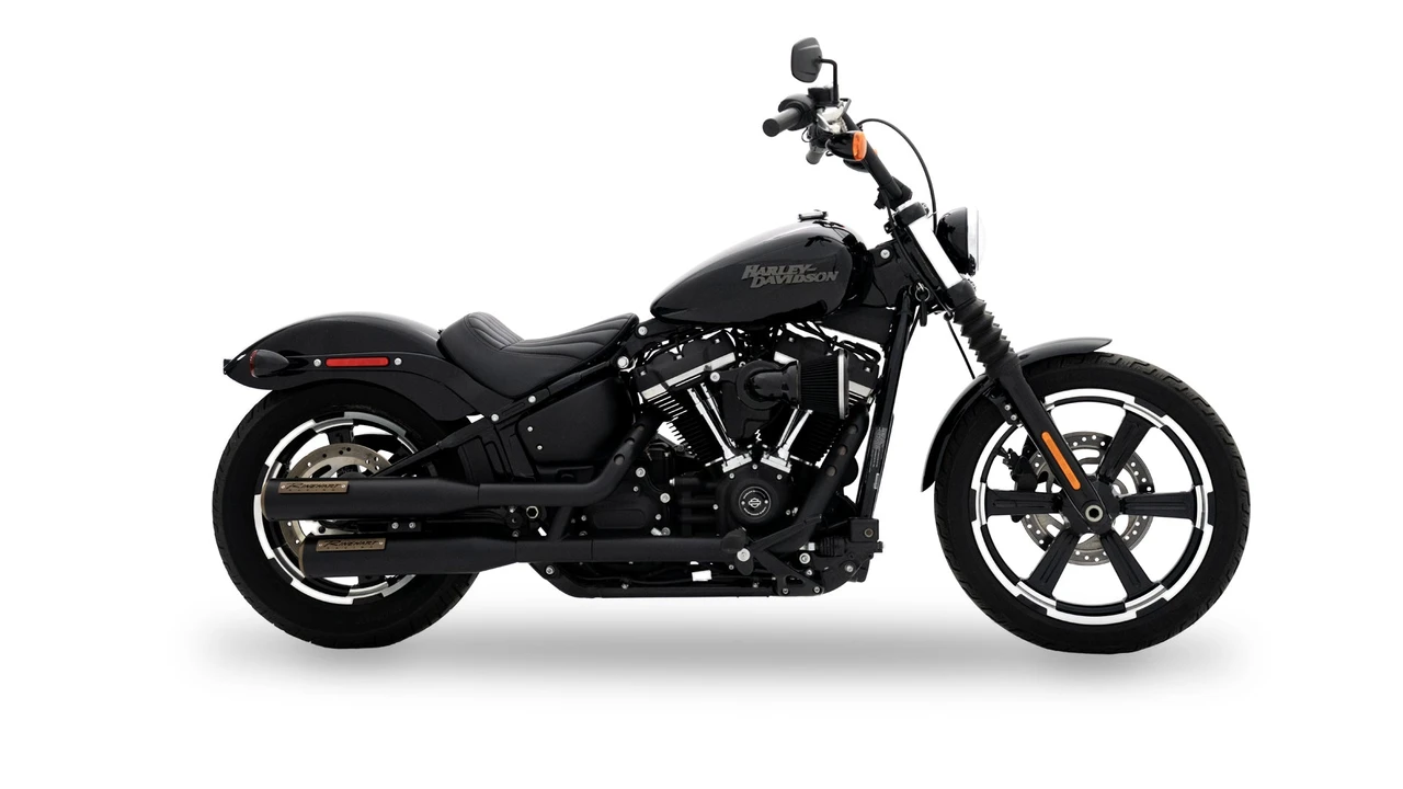 Rinehart Racing 500-1248 - 3.5” HP35 Slip-on Exhaust for Harley Softail - Softail Slim / Low Rider / Street Bob / Breakout / Fat Boy / Black w/ Black End Caps