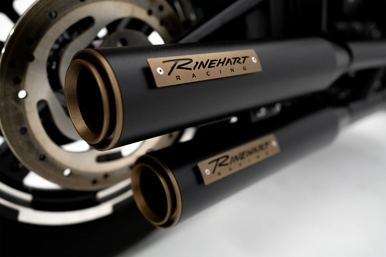 Rinehart Racing 500-1248 - 3.5” HP35 Slip-on Exhaust for Harley Softail - Softail Slim / Low Rider / Street Bob / Breakout / Fat Boy / Black w/ Black End Caps