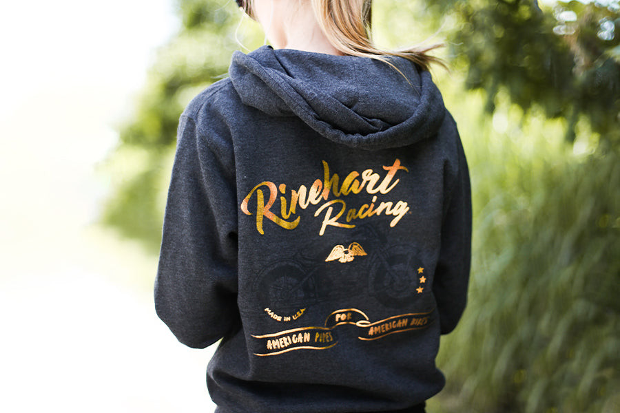 Rinehart Racing MER3-005L - Ladies Charcoal Zip Hoodie - Large