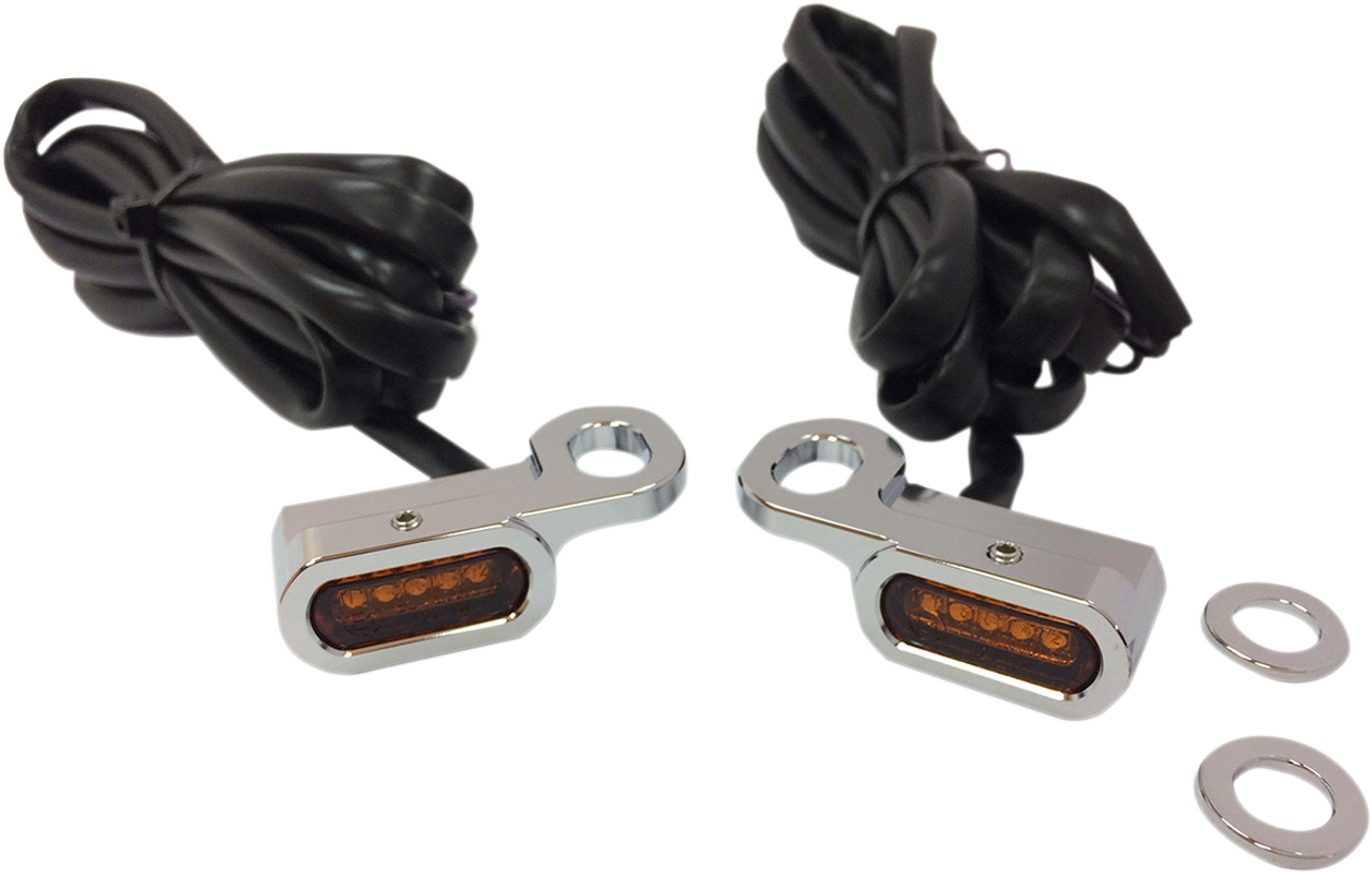 LED Handlebar Marker Lights - Hydraulic Clutch - Chrome/Amber