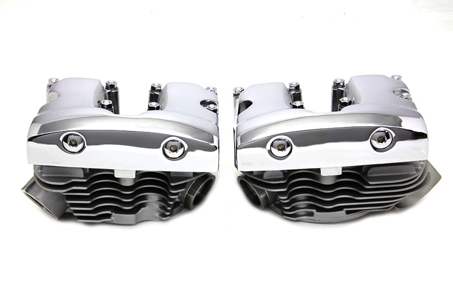 V-Twin - Cylinder Head Set with Chrome Rocker Box