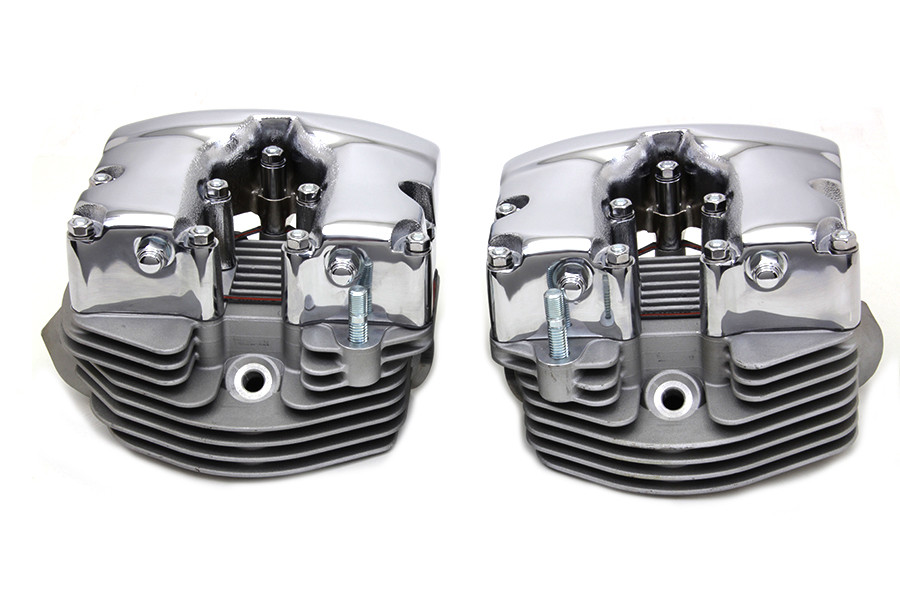 V-Twin - Cylinder Head Set with Chrome Rocker Box