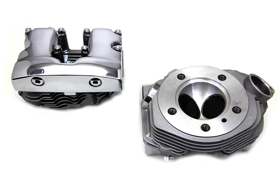 V-Twin - Cylinder Head Set with Chrome Rocker Box