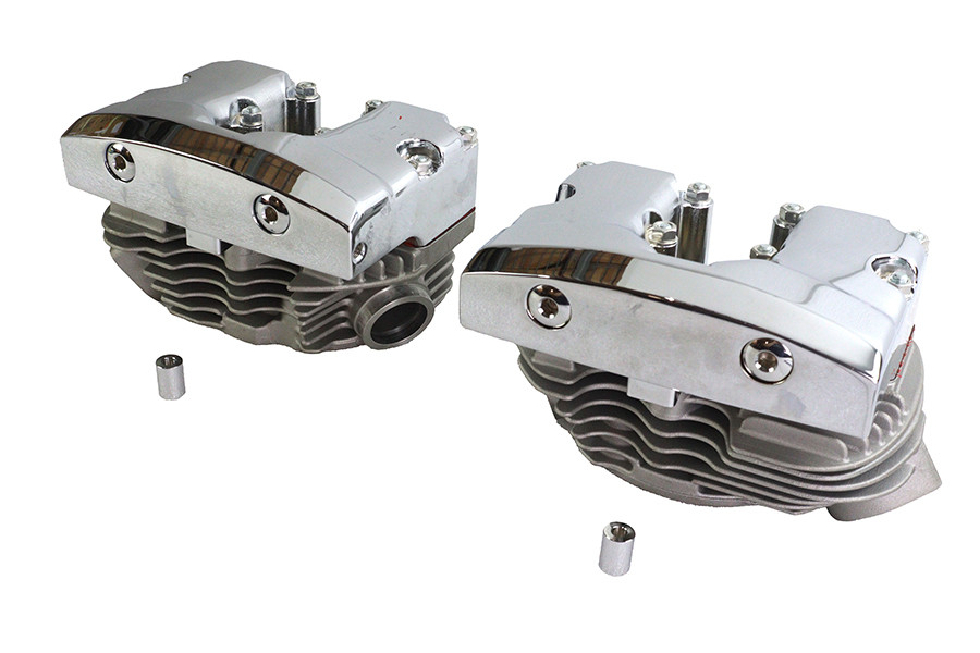 V-Twin - Cylinder Head Set with Chrome Rocker Box