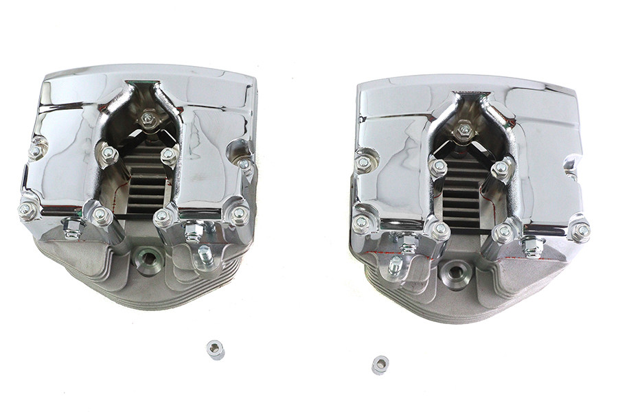 V-Twin - Cylinder Head Set with Chrome Rocker Box