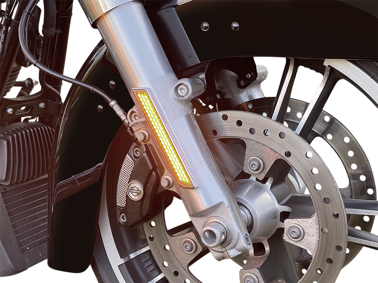 Custom Dynamics #CD-FORK-BCM-AB - LED Fork Light - Amber - Black