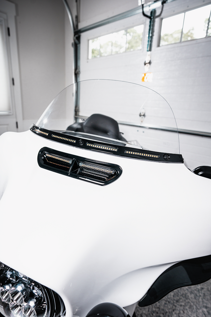 Custom Dynamics #CD-WT2-SEQ-14-B - Windshield Trim - Sequential Turn Signals - Black