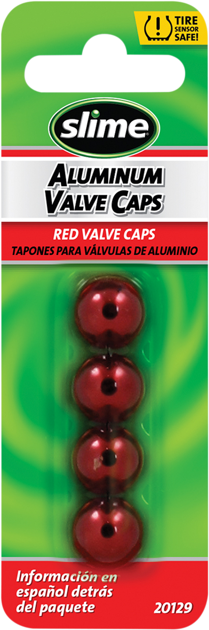 Valve Stem Caps - Red - 4 Pack