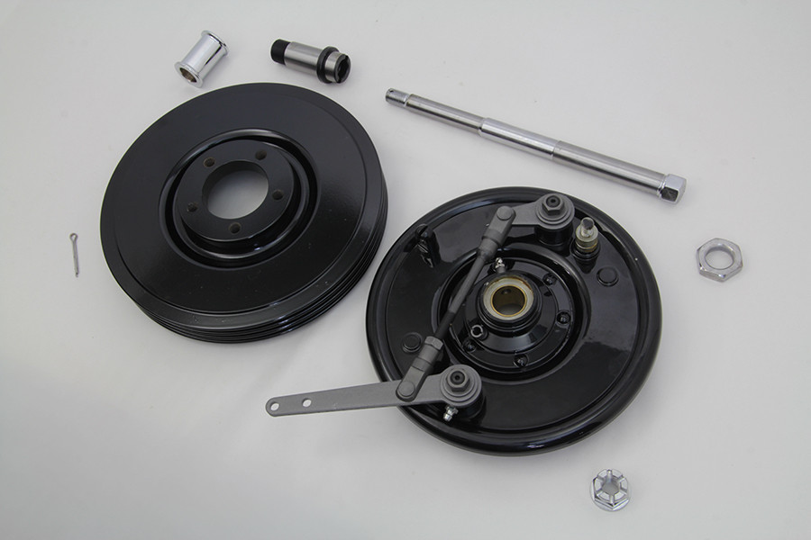 V-Twin - Dual Cam Brake Backing Plate and Brake Drum Kit Black