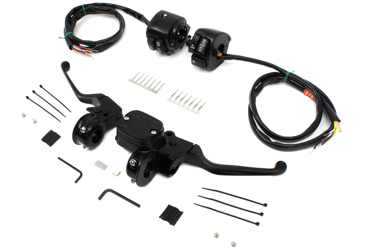 V-Twin #07-0641NMBK - Handlebar Control Kit Black