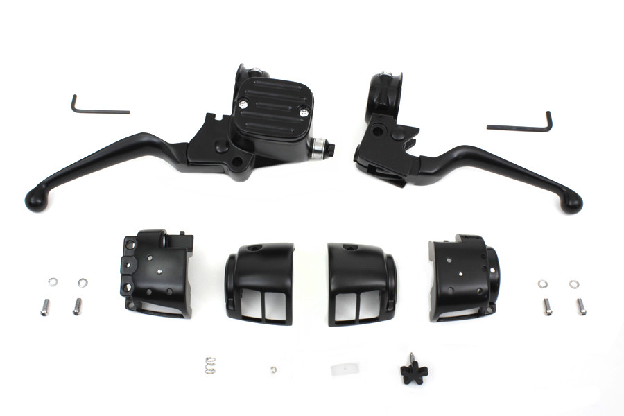 V-Twin #07-0642MB - Contour Style Handlebar Control Kit Black