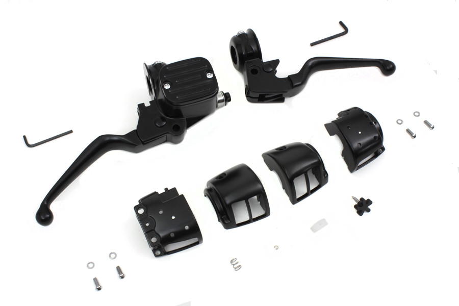 V-Twin #07-0642MB - Contour Style Handlebar Control Kit Black