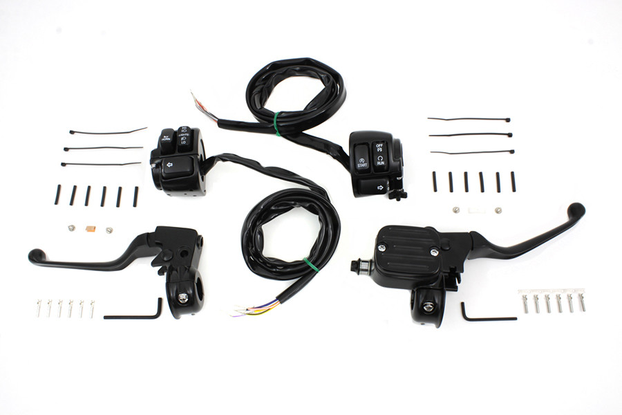 V-Twin #07-0642MBK - Handlebar Control Kit with Switches Black